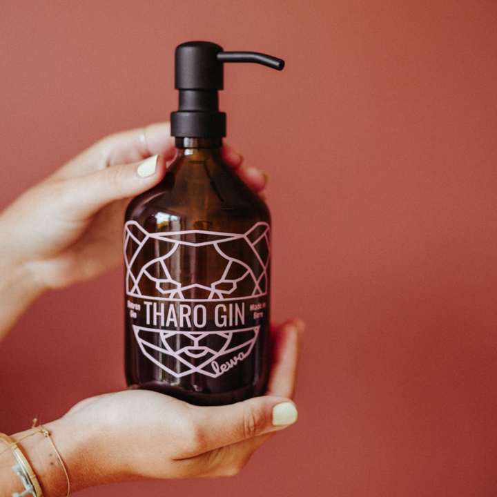 Empty THARO GIN bottle